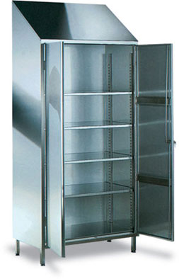 Armadio a ripiani in acciaio inox
