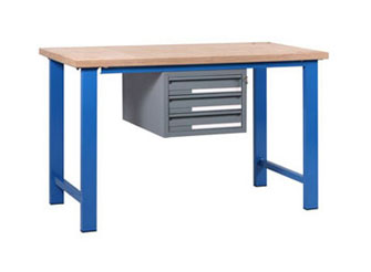 Tavolo officina con piano in legno e cassettiera - Bertolesi srl