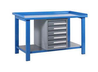 Tavolo officina con piano in metallo e cassettiera - Bertolesi srl