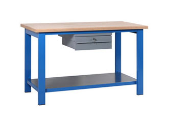 Tavolo officina con piano in legno e cassetto - Bertolesi srl