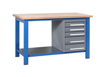Tavolo officina con piano in legno con cassettiera - Bertolesi srl