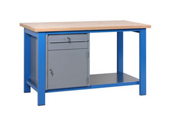 Tavolo officina con piano in legno e mobiletto - Bertolesi srl